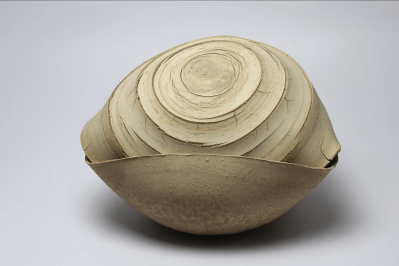 Keita Matsunaga: Monuke, 2023, ceramic and urushi, 9 1/2 by 12 3/8 by 12 3/4 inches.